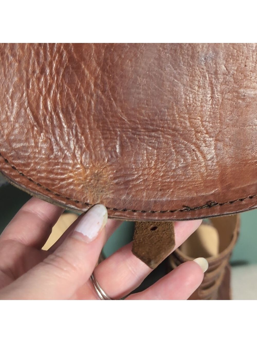 Tooled Mini Leather Vintage Buckled Saddle Bag - Picture 11 of 15